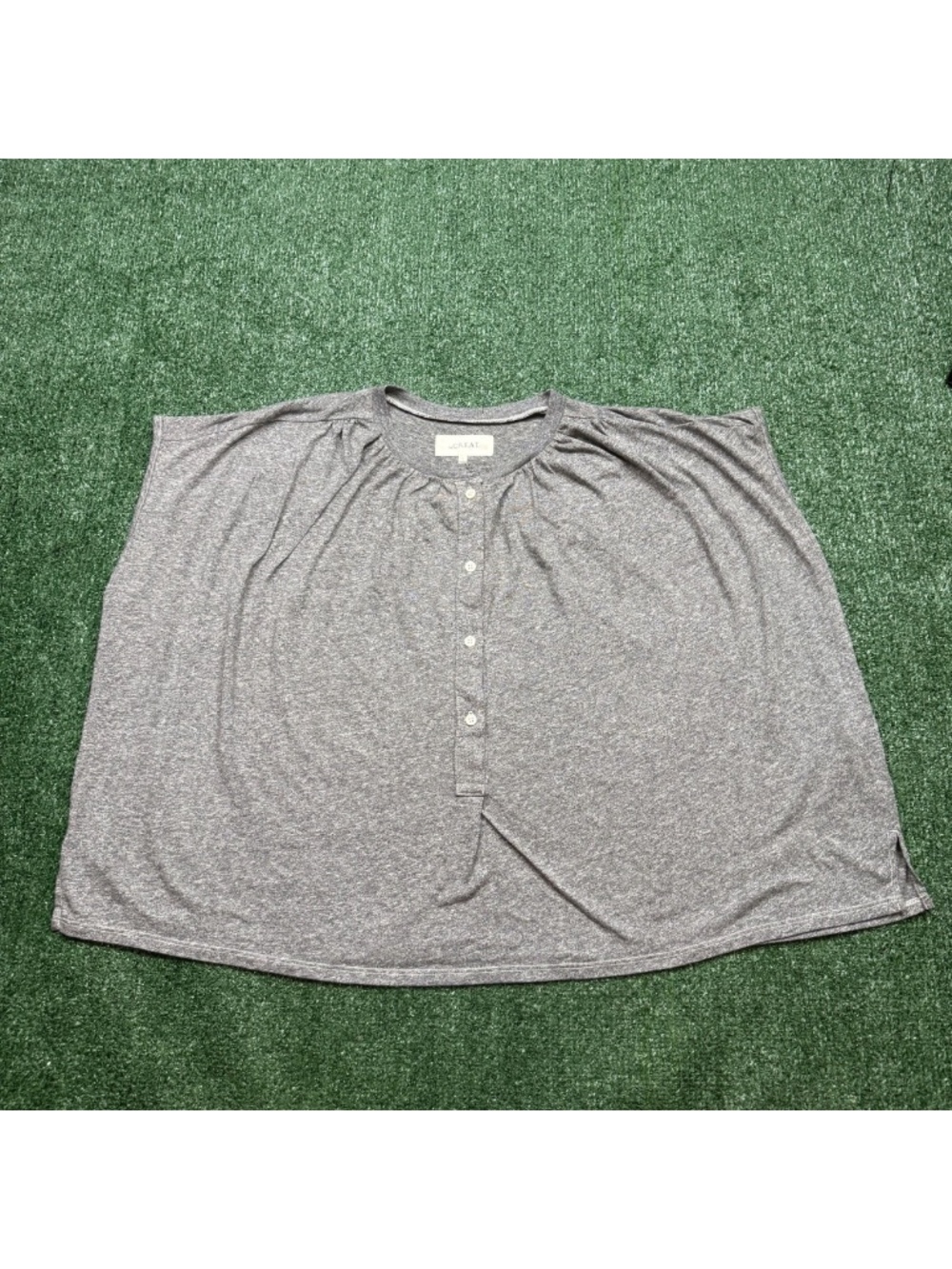 The Great Blouse Womens Size 2 Gray Button Boxy Crop Oversized Ladies